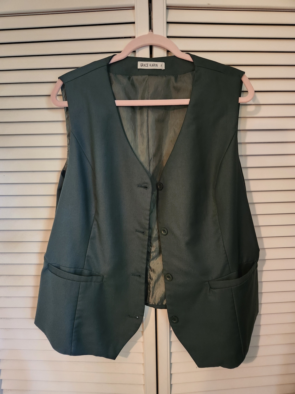 Grace Karin Deep Forest Green Tailored Vest